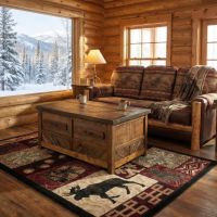 Rustic Coffee Table: Some lifestyle images are created with AI for visualization purposes. Crafted from natural solid wood, each piece is unique and will vary.