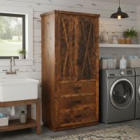 Barnwood Linen Closet: Some lifestyle images are created with AI for visualization purposes. Crafted from natural solid wood, each piece is unique and will vary.