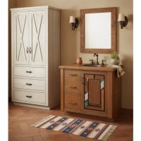 Rustic Linen Closet: Some lifestyle images are created with AI for visualization purposes. Crafted from natural solid wood, each piece is unique and will vary.