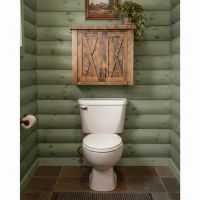 Rustic Toilet Topper Cabinet: Some lifestyle images are created with AI for visualization purposes. Crafted from natural solid wood, each piece is unique and will vary.