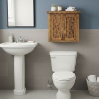 Barndoor Bathroom Cabinet: Some lifestyle images are created with AI for visualization purposes. Crafted from natural solid wood, each piece is unique and will vary.