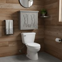 Toilet Topper Bathroom Storage: Some lifestyle images are created with AI for visualization purposes. Crafted from natural solid wood, each piece is unique and will vary.