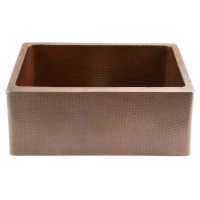25" Apron Front Oil Rubbed Bronze Hammered Copper Single Basin Kitchen Sink