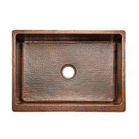 25" Apron Front Oil Rubbed Bronze Hammered Copper Single Basin Kitchen Sink