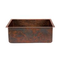 25" Oil Rubbed Bronze Hammered Copper Single Basin Kitchen Sink