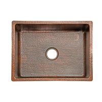 25" Oil Rubbed Bronze Hammered Copper Single Basin Kitchen Sink