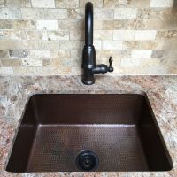 25" Oil Rubbed Bronze Hammered Copper Single Basin Kitchen Sink