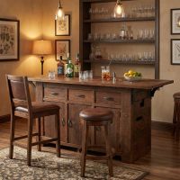 Rustic Barn Wood Bar: Some lifestyle images are created with AI for visualization purposes. Crafted from natural solid wood, each piece is unique and will vary.