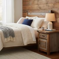 1 Drawer 1 Door Barnwood Nightstand: Some lifestyle images are created with AI for visualization purposes. Crafted from natural solid wood, each piece is unique and will vary.