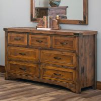 Timber Haven 7 Drawer Rough Sawn Dresser--Antique Barnwood finish