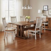 Rustic Dining Table: Some lifestyle images are created with AI for visualization purposes. Crafted from natural solid wood, each piece is unique and will vary.