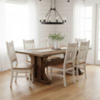 Reclaimed Wood Dining Table: Some lifestyle images are created with AI for visualization purposes. Crafted from natural solid wood, each piece is unique and will vary.