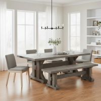 Dining Bench: Some lifestyle images are created with AI for visualization purposes. Crafted from natural solid wood, each piece is unique and will vary.