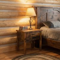 Rustic Barn Wood Nightstand: Some lifestyle images are created with AI for visualization purposes. Crafted from natural solid wood, each piece is unique and will vary.