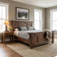 Rustic Barn Wood Nightstand: Some lifestyle images are created with AI for visualization purposes. Crafted from natural solid wood, each piece is unique and will vary.