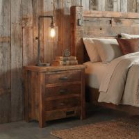 Rustic Barn Wood Nightstand: Some lifestyle images are created with AI for visualization purposes. Crafted from natural solid wood, each piece is unique and will vary.