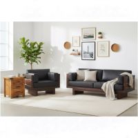 Rough Sawn End Table: Some lifestyle images are created with AI for visualization purposes. Crafted from natural solid wood, each piece is unique and will vary.