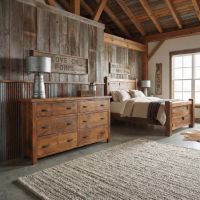 Rustic Barn Wood Dresser: Some lifestyle images are created with AI for visualization purposes. Crafted from natural solid wood, each piece is unique and will vary.