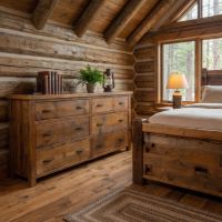 Rustic Barn Wood Dresser: Some lifestyle images are created with AI for visualization purposes. Crafted from natural solid wood, each piece is unique and will vary.