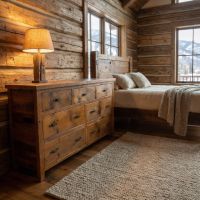 Rustic Barn Wood Dresser: Some lifestyle images are created with AI for visualization purposes. Crafted from natural solid wood, each piece is unique and will vary.