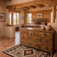 Rustic Barn Wood Dresser: Some lifestyle images are created with AI for visualization purposes. Crafted from natural solid wood, each piece is unique and will vary.