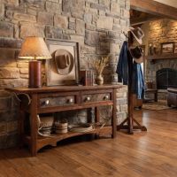 Barn Wood Console Table: Some lifestyle images are created with AI for visualization purposes. Crafted from natural solid wood, each piece is unique and will vary.