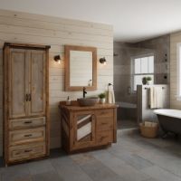 Rustic Linen Closet: Some lifestyle images are created with AI for visualization purposes. Crafted from natural solid wood, each piece is unique and will vary.