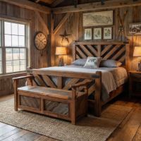 Rustic Barn Wood Bench: Some lifestyle images are created with AI for visualization purposes. Crafted from natural solid wood, each piece is unique and will vary.