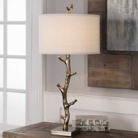 Javor Antiqued Gold Tree Branch Metal Table Lamp