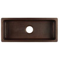 28" Rectangular Oil Rubbed Bronze Hammered Copper Bar & Prep Sink - 3.5" Drain
