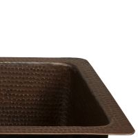 28" Rectangular Oil Rubbed Bronze Hammered Copper Bar & Prep Sink - 3.5" Drain