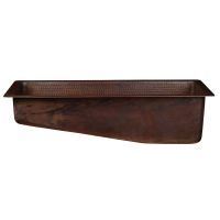 28" Rectangular Oil Rubbed Bronze Hammered Copper Slanted Bar & Prep Sink - 3.5" Drain