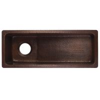 28" Rectangular Oil Rubbed Bronze Hammered Copper Slanted Bar & Prep Sink - 3.5" Drain