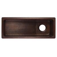28" Rectangular Oil Rubbed Bronze Hammered Copper Slanted Bar & Prep Sink - 3.5" Drain
