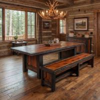 Barn Wood Bench: Some lifestyle images are created with AI for visualization purposes. Crafted from natural solid wood, each piece is unique and will vary.