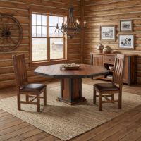 Rustic Octagon Table: Some lifestyle images are created with AI for visualization purposes. Crafted from natural solid wood, each piece is unique and will vary.