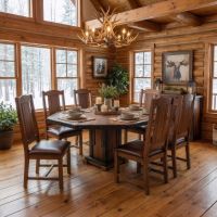 Rustic Octagon Table: Some lifestyle images are created with AI for visualization purposes. Crafted from natural solid wood, each piece is unique and will vary.