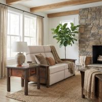 Rustic End Table: Some lifestyle images are created with AI for visualization purposes. Crafted from natural solid wood, each piece is unique and will vary.