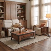Coffee Table: Some lifestyle images are created with AI for visualization purposes. Crafted from natural solid wood, each piece is unique and will vary.