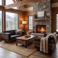 Barn Wood Coffee Table: Some lifestyle images are created with AI for visualization purposes. Crafted from natural solid wood, each piece is unique and will vary.