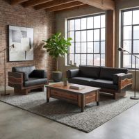 Rustic Coffee Table: Some lifestyle images are created with AI for visualization purposes. Crafted from natural solid wood, each piece is unique and will vary.