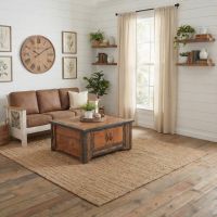 Barn Wood Coffee Table: Some lifestyle images are created with AI for visualization purposes. Crafted from natural solid wood, each piece is unique and will vary.