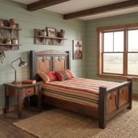 Rustic Nightstand: Some lifestyle images are created with AI for visualization purposes. Crafted from natural solid wood, each piece is unique and will vary.