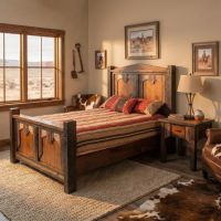 Barn Wood Nightstand: Some lifestyle images are created with AI for visualization purposes. Crafted from natural solid wood, each piece is unique and will vary.