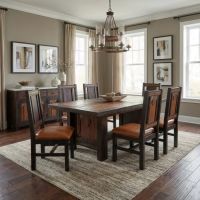 Barn Wood Dining Chairs: Some lifestyle images are created with AI for visualization purposes. Crafted from natural solid wood, each piece is unique and will vary.