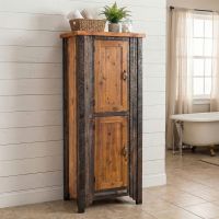 Rustic Barn Wood Linen Closet: Some lifestyle images are created with AI for visualization purposes. Crafted from natural solid wood, each piece is unique and will vary.