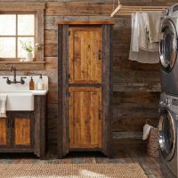Rustic Barn Wood Linen Closet: Some lifestyle images are created with AI for visualization purposes. Crafted from natural solid wood, each piece is unique and will vary.