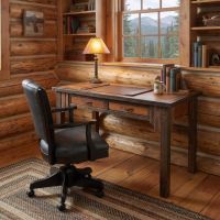 Rustic Barn Wood Desk: Some lifestyle images are created with AI for visualization purposes. Crafted from natural solid wood, each piece is unique and will vary.