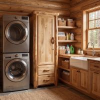 Rustic Wardrobe: Some lifestyle images are created with AI for visualization purposes. Crafted from natural solid wood, each piece is unique and will vary.