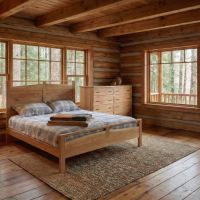Rustic Bed: Some lifestyle images are created with AI for visualization purposes. Crafted from natural solid wood, each piece is unique and will vary.